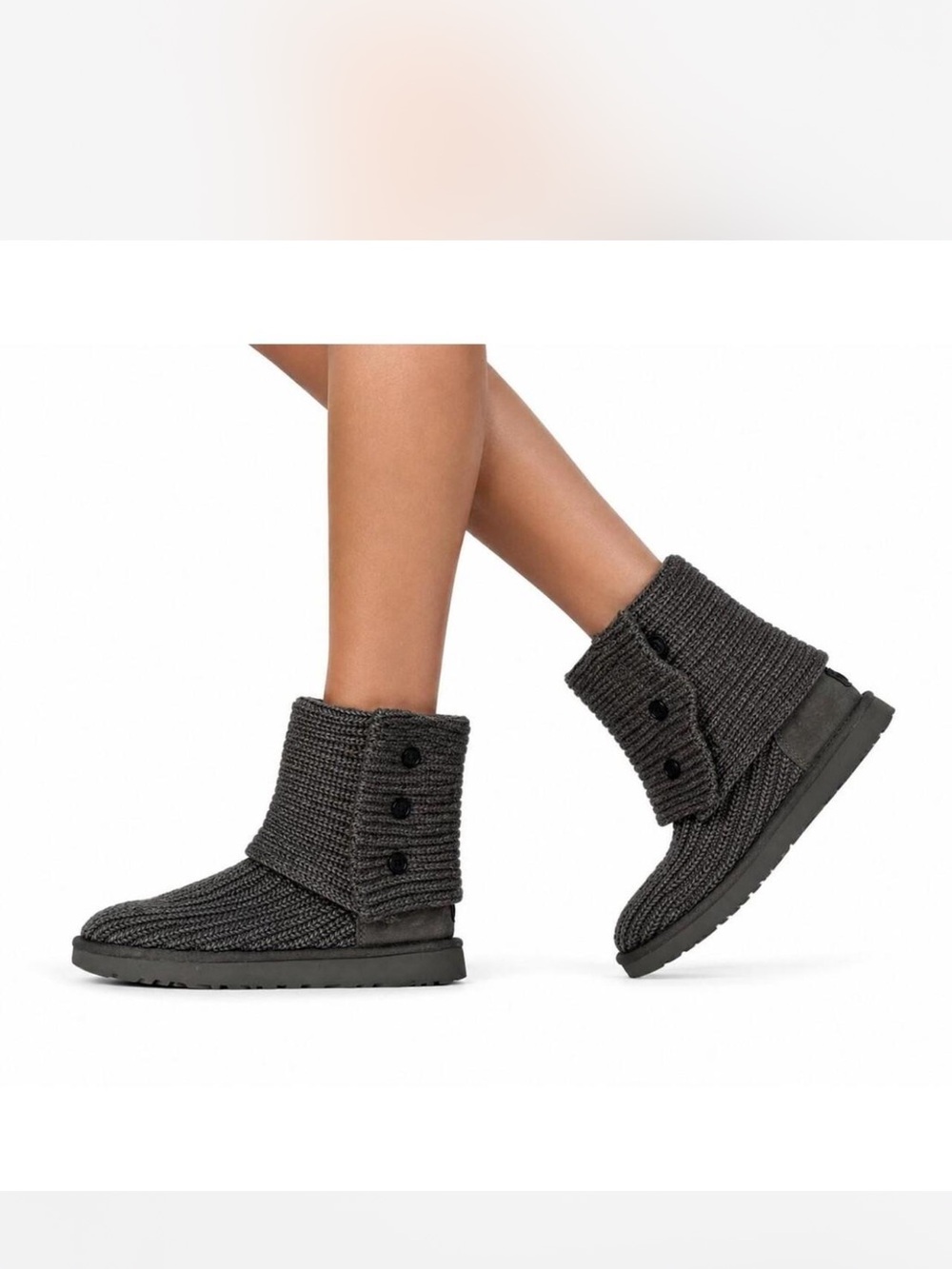 UGG Charcoal Knit Button Ankle Bootie